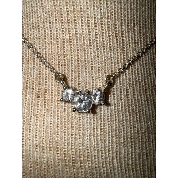 -NECKLACE WOMEN Trinity Necklace Silver With 3 Sparkling CZs 16” Length - Picture 9 of 12